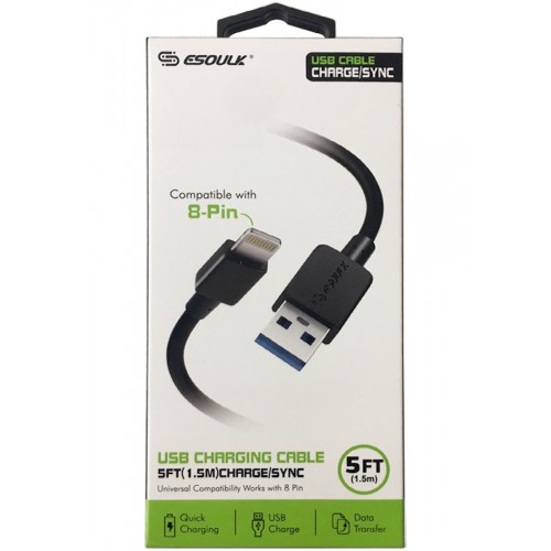iPhone/IPads _ USB Data Cable Black [5Ft]